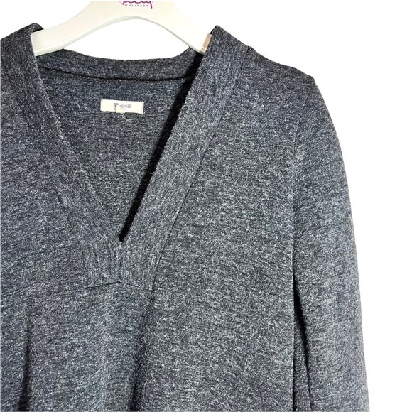 Madewell Slate Charcoal Gray Knit Popover Deep Plunging V-Neck Sweater Size M - Picture 5 of 17